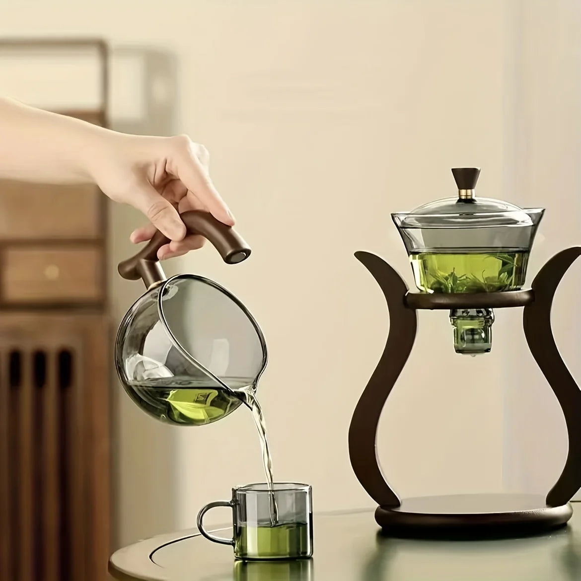 Glass Tea Set with Infuser – Semi-Automatic Drip Teapot with Magnetic Switch