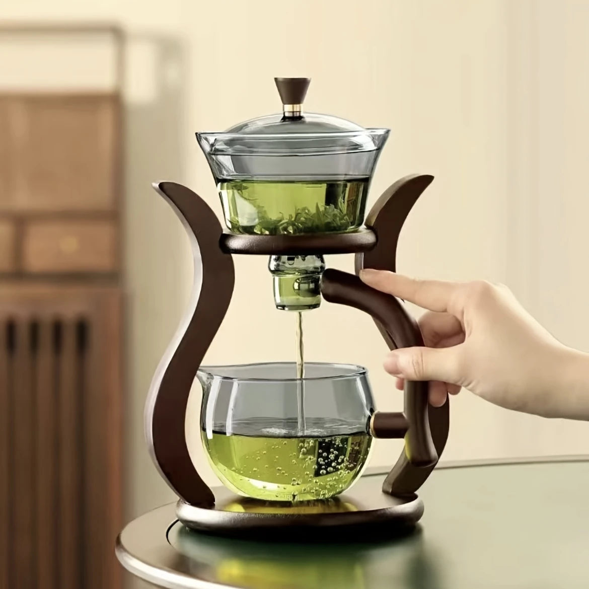 Glass Tea Set with Infuser – Semi-Automatic Drip Teapot with Magnetic Switch