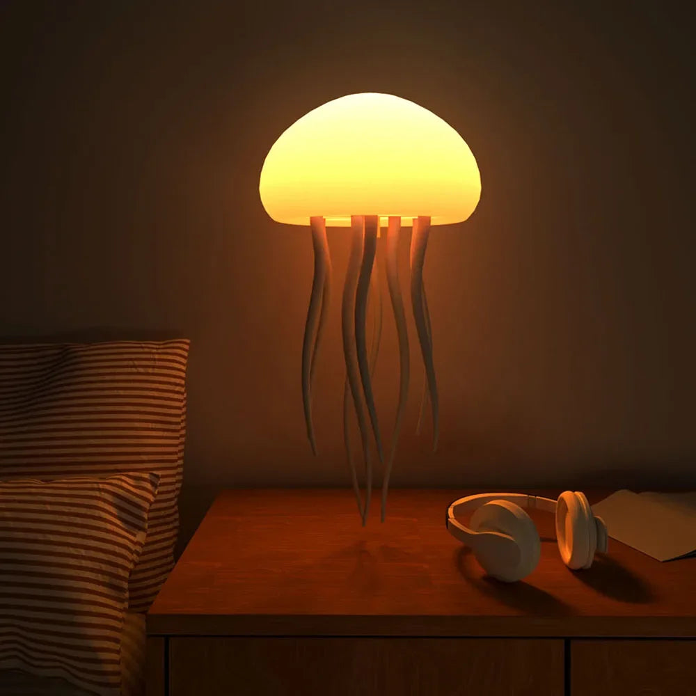 RGB Jellyfish LED Night Light – USB Rechargeable Dynamic Light with Active Tentacles and Sonic Effect