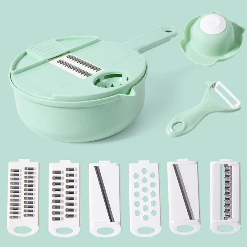 Multifunctional Kitchen Tool – Manual Vegetable and Salad Cutter and Grater, Stainless Steel Blade