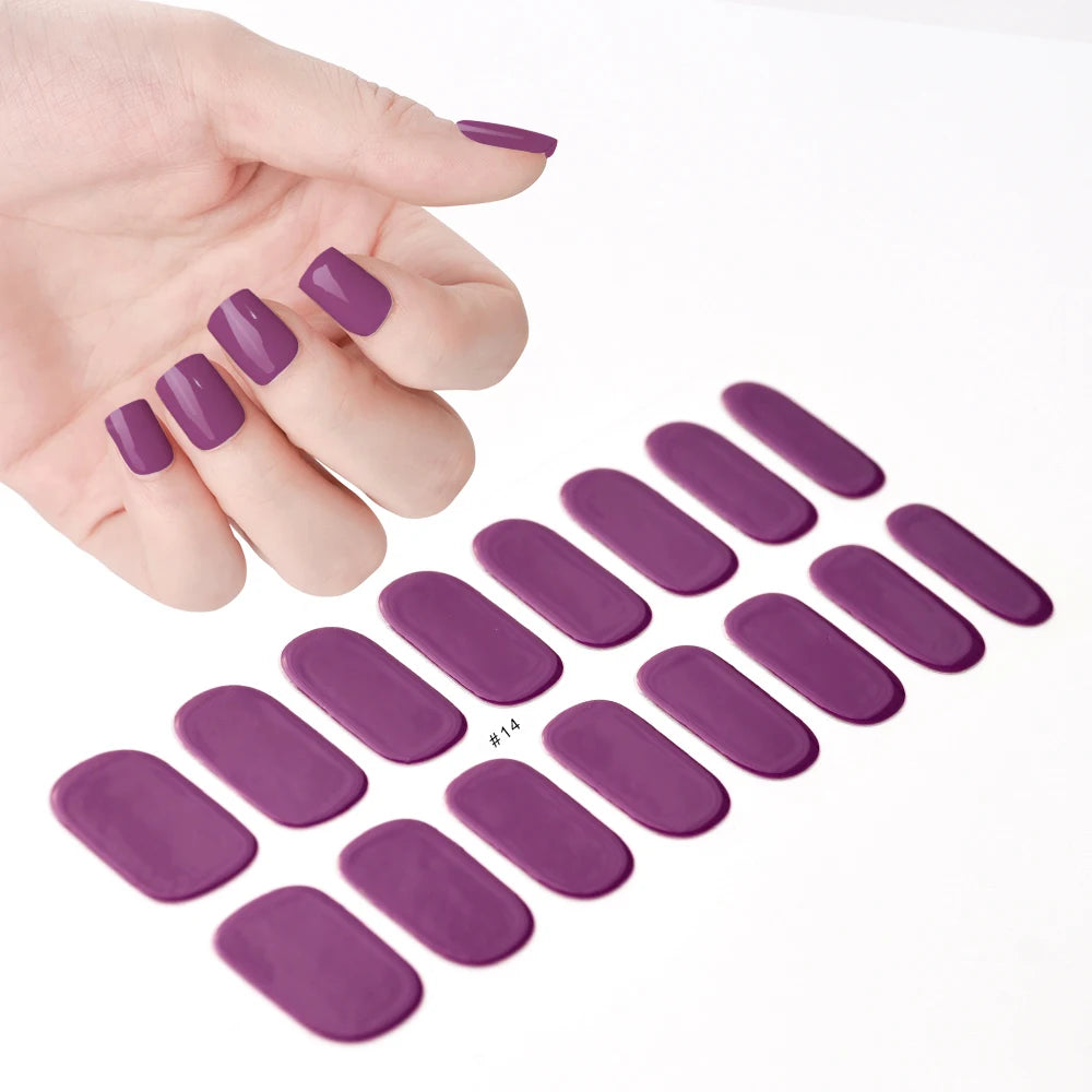 Uñas en gel semicurado UV – 16 tiras adhesivas 5D de larga duración, acabado profesional