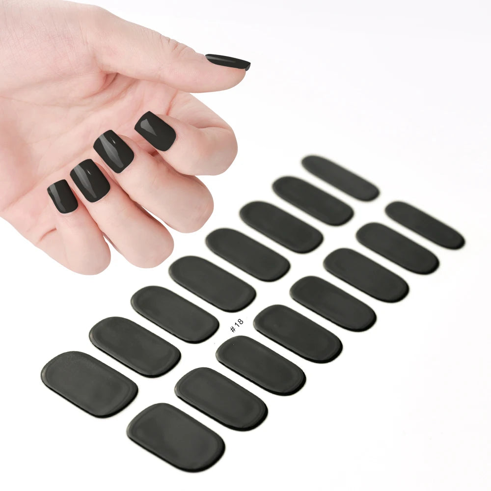Uñas en gel semicurado UV – 16 tiras adhesivas 5D de larga duración, acabado profesional