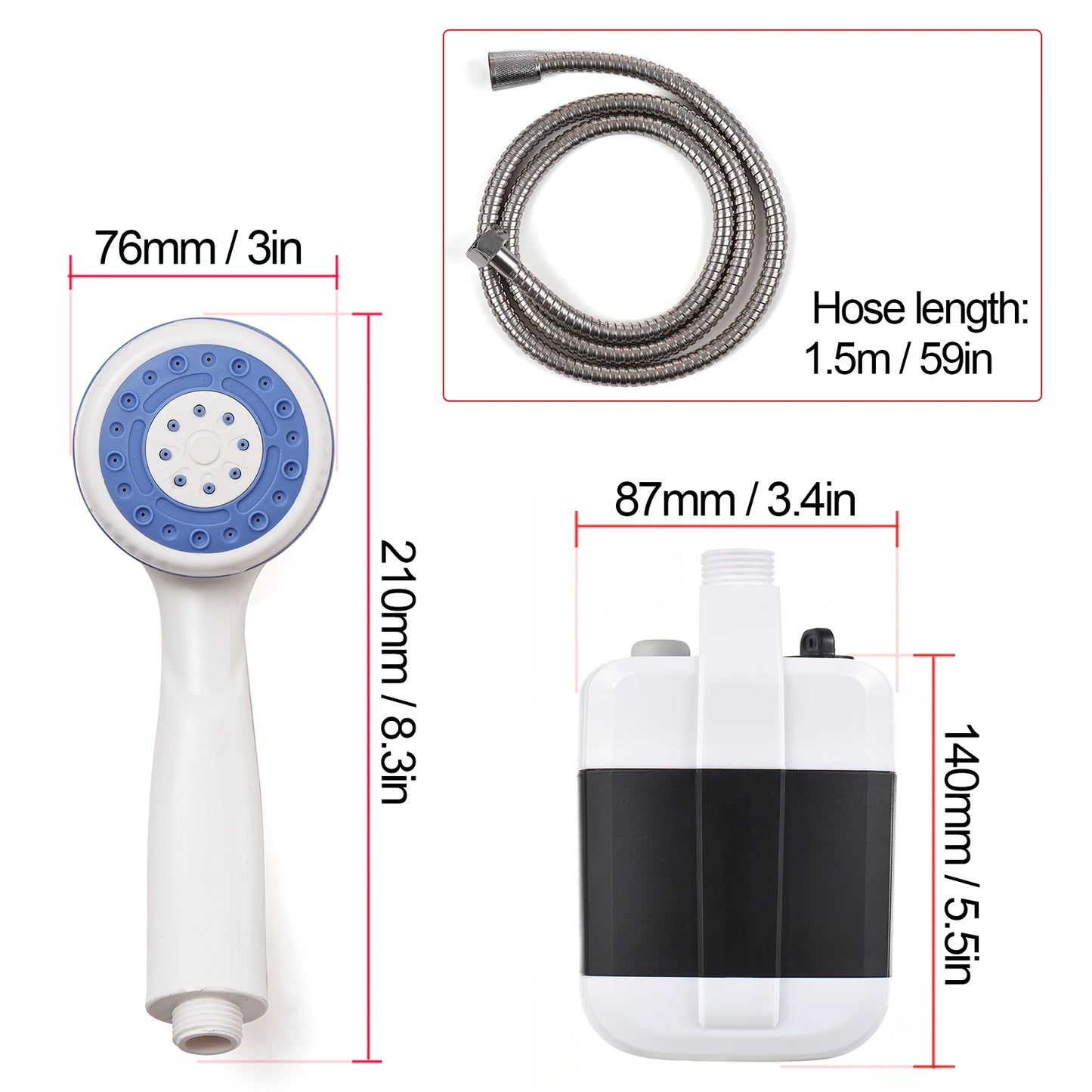Ducha Eléctrica Portátil Recargable por USB – Bomba de Ducha para Camping, Mascotas, Lavado de Coches y Más