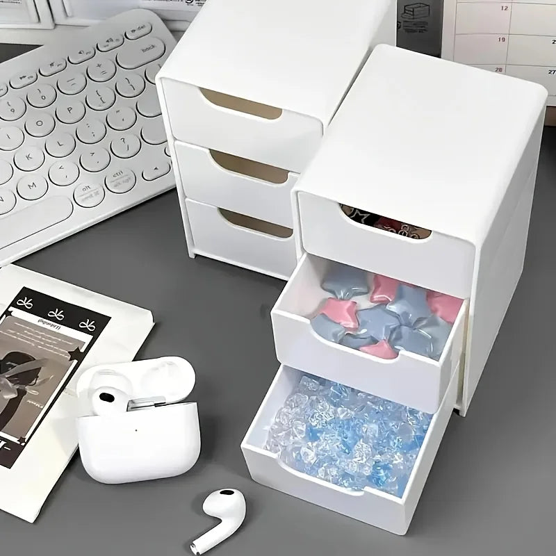 Organizador de escritorio con cajones – Caja de almacenamiento portátil de 3 niveles