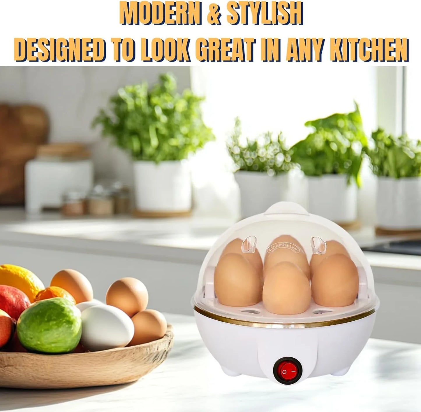 Olla Eléctrica para Huevos de 2 Niveles – 14 Huevos-Vapor Rápido con Apagado Automático