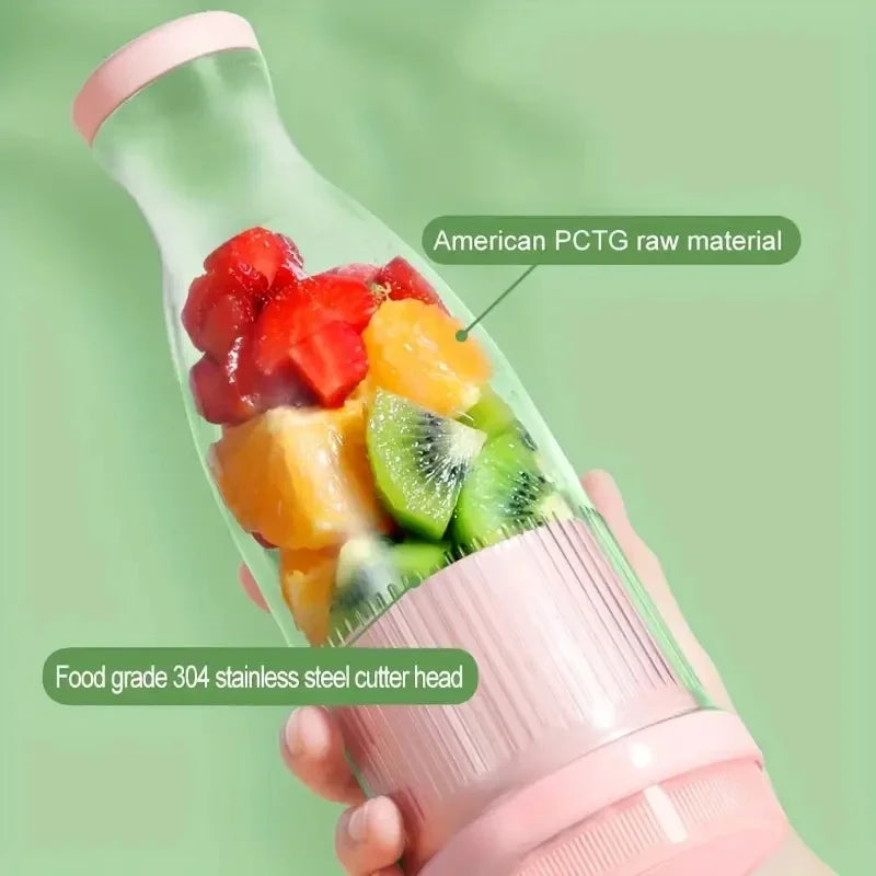 Mini Portable Electric Blender – USB Juicer Cup with 6 Stainless Steel Blades for Smoothies and Fresh Juices