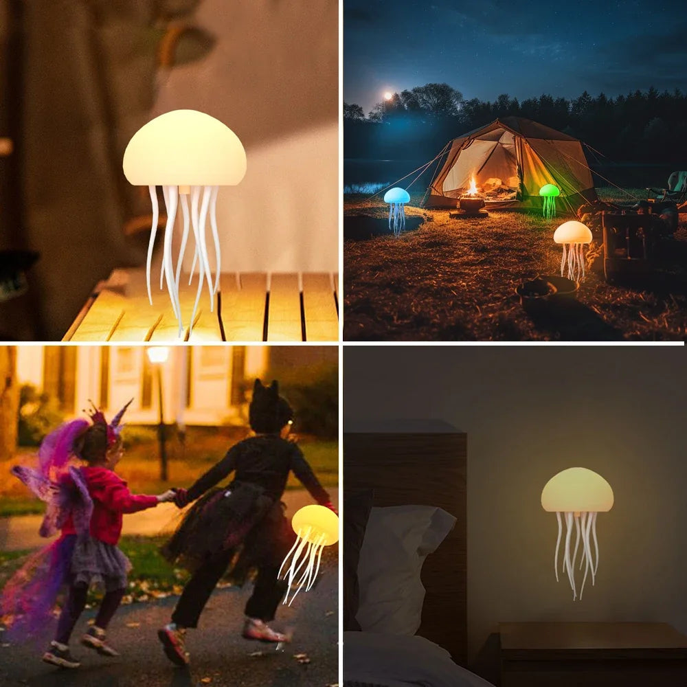 RGB Jellyfish LED Night Light – USB Rechargeable Dynamic Light with Active Tentacles and Sonic Effect
