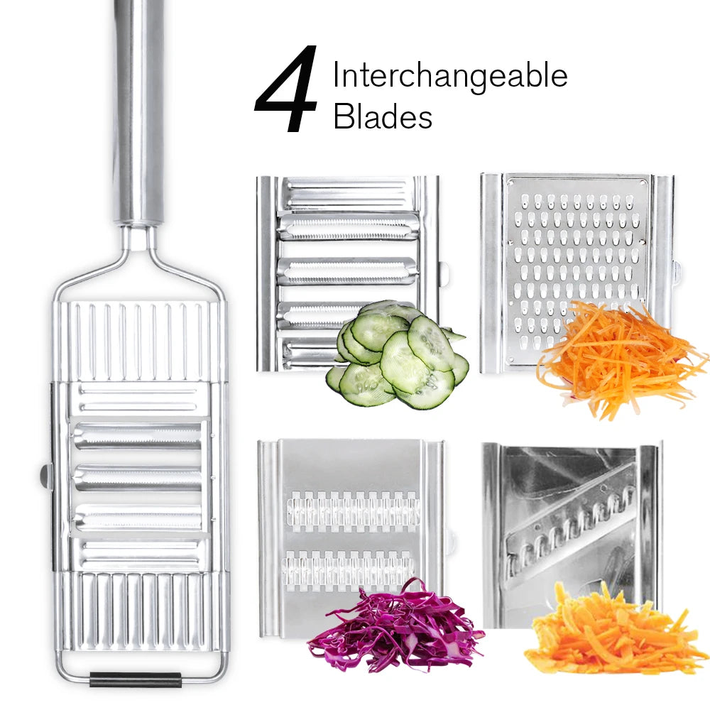 Portable Manual Vegetable Cutter – Multi-Purpose Stainless Steel Grater with Ergonomic Handle