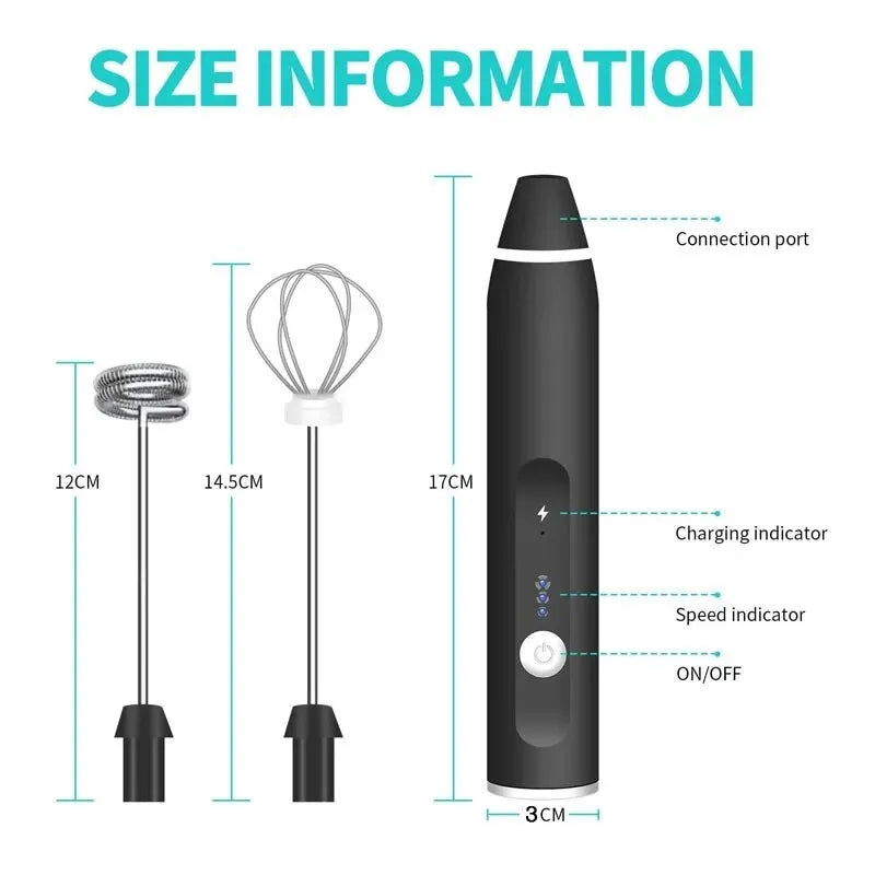 Portable USB Electric Milk Frother – Coffee, Cream, and Egg Whisk with 3 Modes