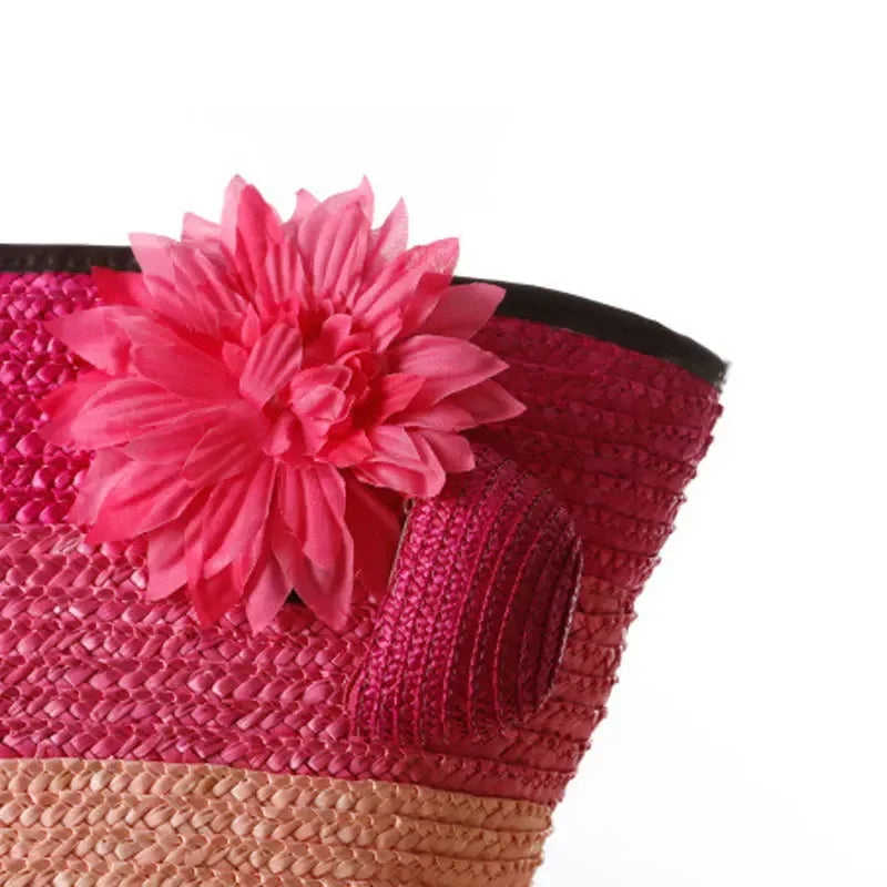 Bolso de mano de mimbre tejido – Bolsa de playa de paja, estilo bohemio, gran capacidad, ideal para verano
