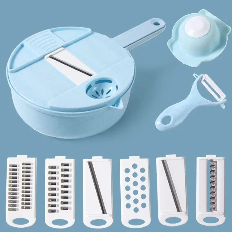 Multifunctional Kitchen Tool – Manual Vegetable and Salad Cutter and Grater, Stainless Steel Blade