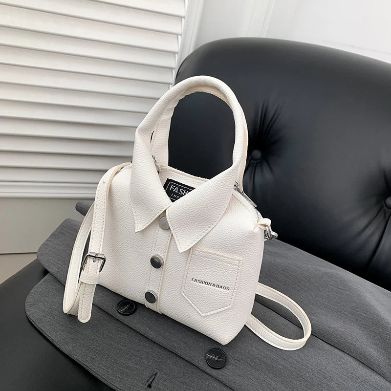 Bolso de hombro cuadrado con diseño camisa – Cartera casual y original