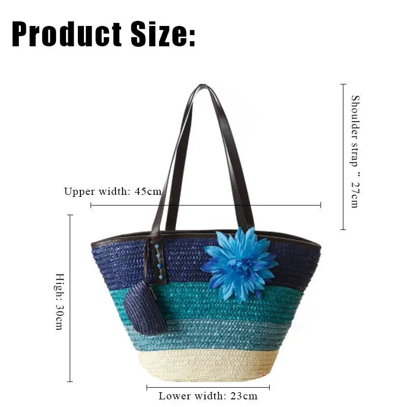 Bolso de mano de mimbre tejido – Bolsa de playa de paja, estilo bohemio, gran capacidad, ideal para verano