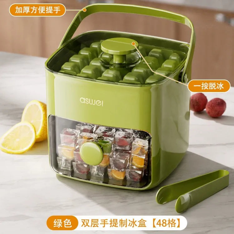 Máquina para hacer cubitos de hielo extragrande – Bandeja portátil de doble capa con liberación fácil, 48 cubitos