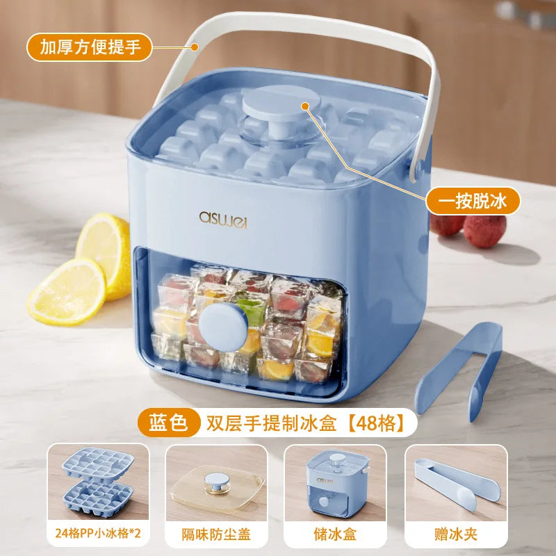 Máquina para hacer cubitos de hielo extragrande – Bandeja portátil de doble capa con liberación fácil, 48 cubitos