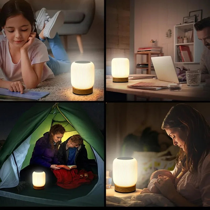 Lámpara de noche LED con control táctil – Luz de escritorio USB portátil para dormitorio, sala de estar y camping