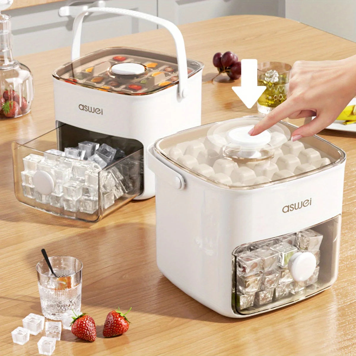 Máquina para hacer cubitos de hielo extragrande – Bandeja portátil de doble capa con liberación fácil, 48 cubitos