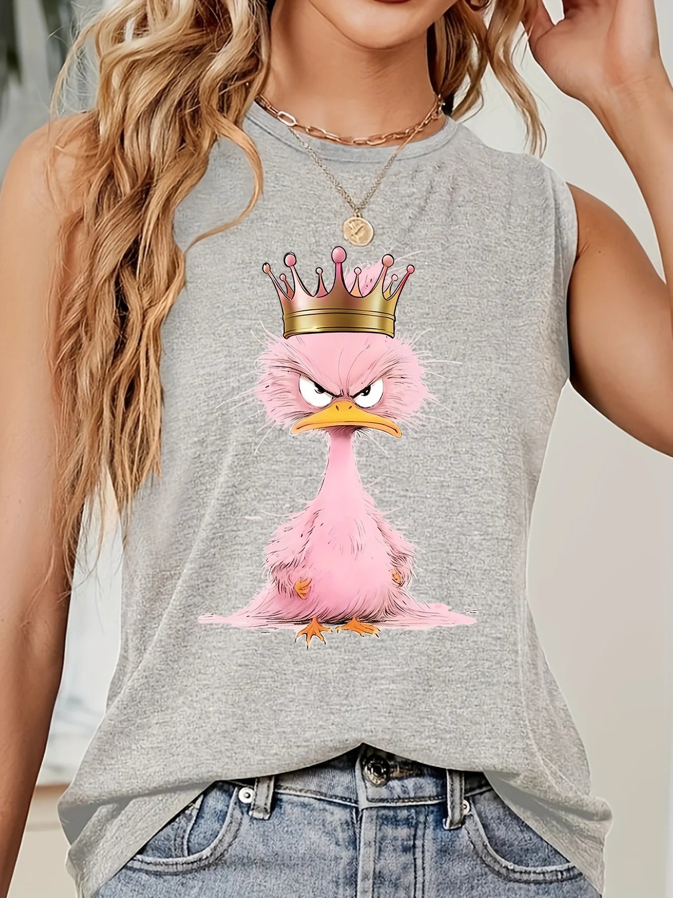 Camiseta sin mangas holgada – Estampado personalizado, cómoda para verano