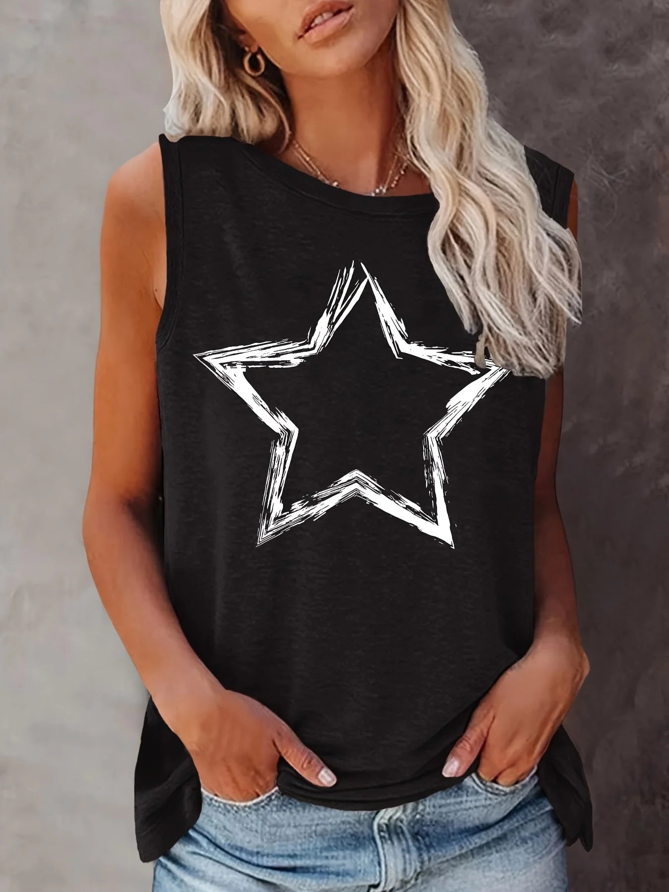 Camiseta sin mangas holgada – Estampado personalizado, cómoda para verano