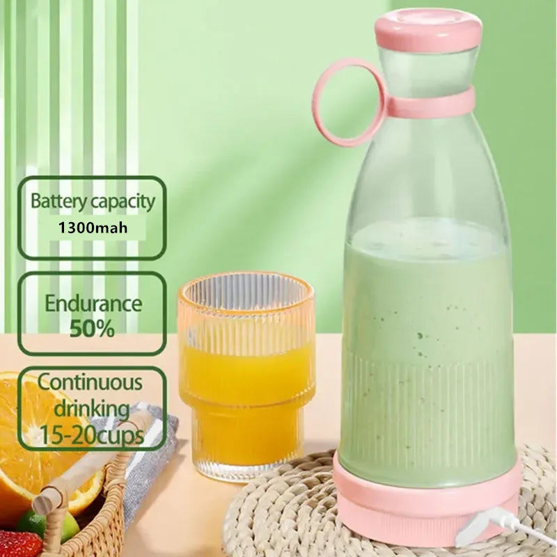 Mini Portable Electric Blender – USB Juicer Cup with 6 Stainless Steel Blades for Smoothies and Fresh Juices