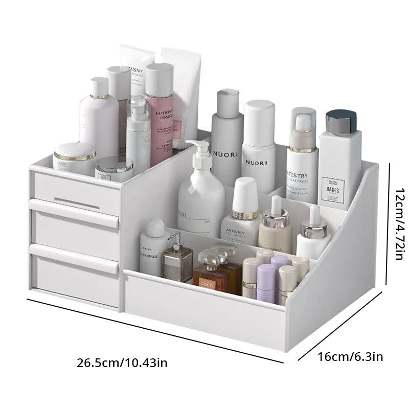 Caja de almacenamiento de maquillaje con cajones – Organizador de cosméticos para tocador y dormitorio