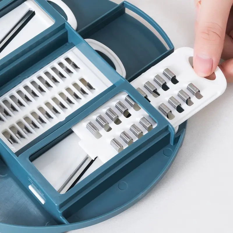 Multifunctional Kitchen Tool – Manual Vegetable and Salad Cutter and Grater, Stainless Steel Blade
