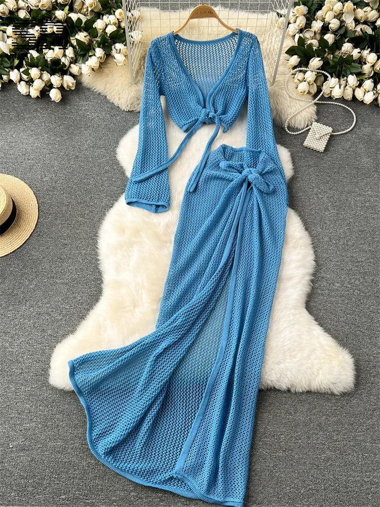 Look de Playa Sirena -Conjunto Vacacional Azul – Transparencia con Estilo