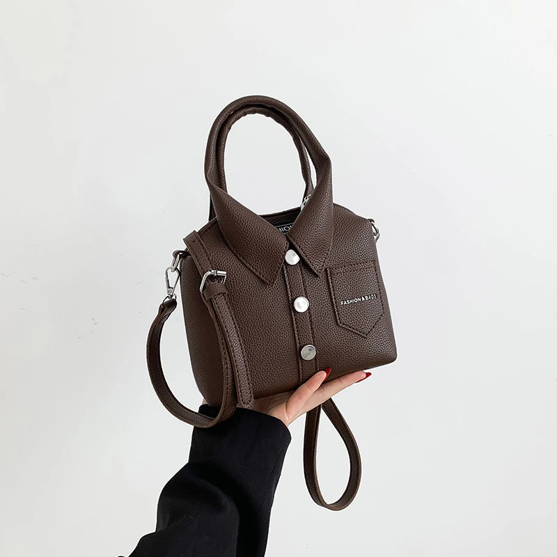 Bolso de hombro cuadrado con diseño camisa – Cartera casual y original