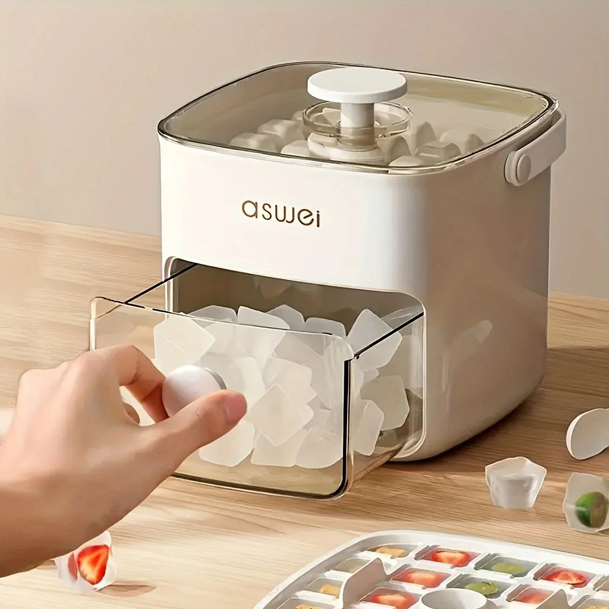 Máquina para hacer cubitos de hielo extragrande – Bandeja portátil de doble capa con liberación fácil, 48 cubitos