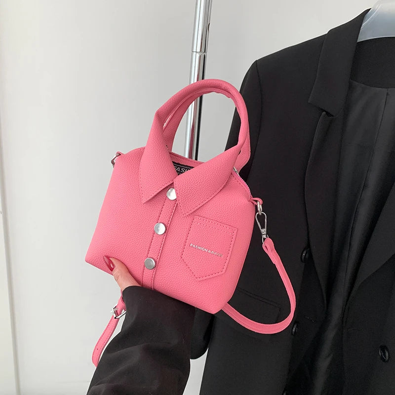 Bolso de hombro cuadrado con diseño camisa – Cartera casual y original