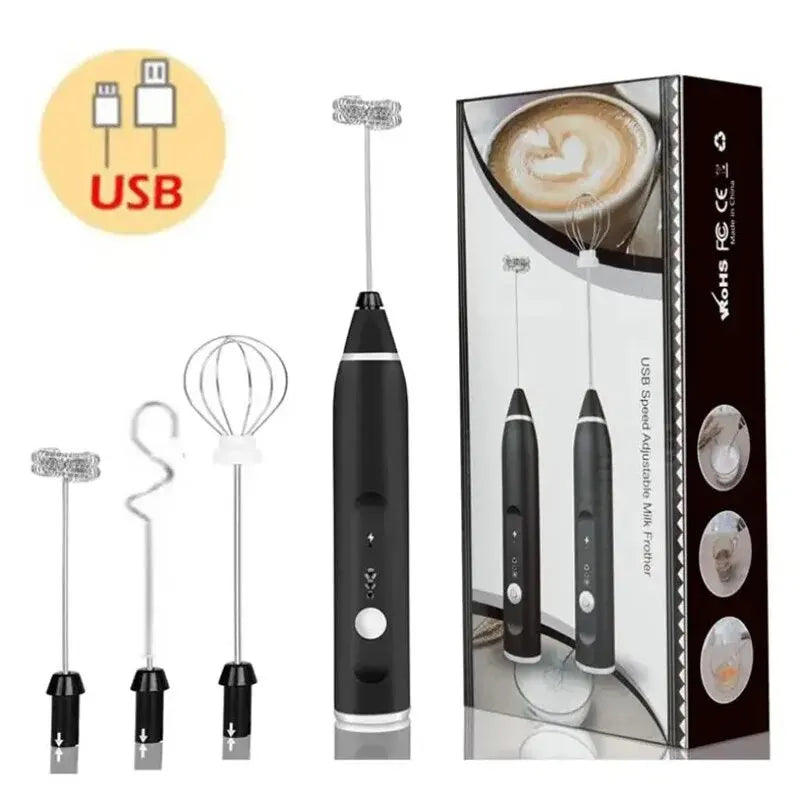 Portable USB Electric Milk Frother – Coffee, Cream, and Egg Whisk with 3 Modes