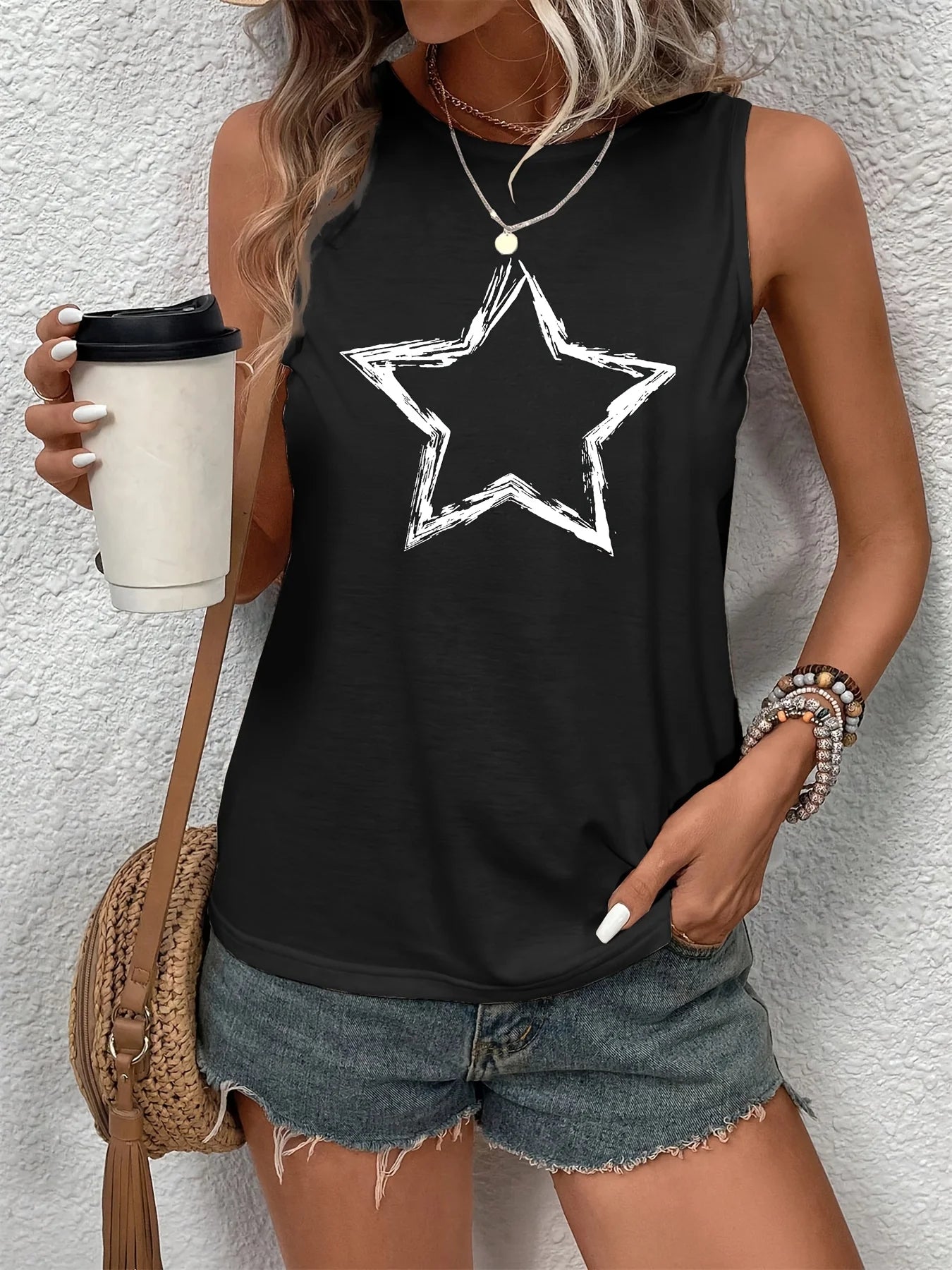 Camiseta sin mangas holgada – Estampado personalizado, cómoda para verano