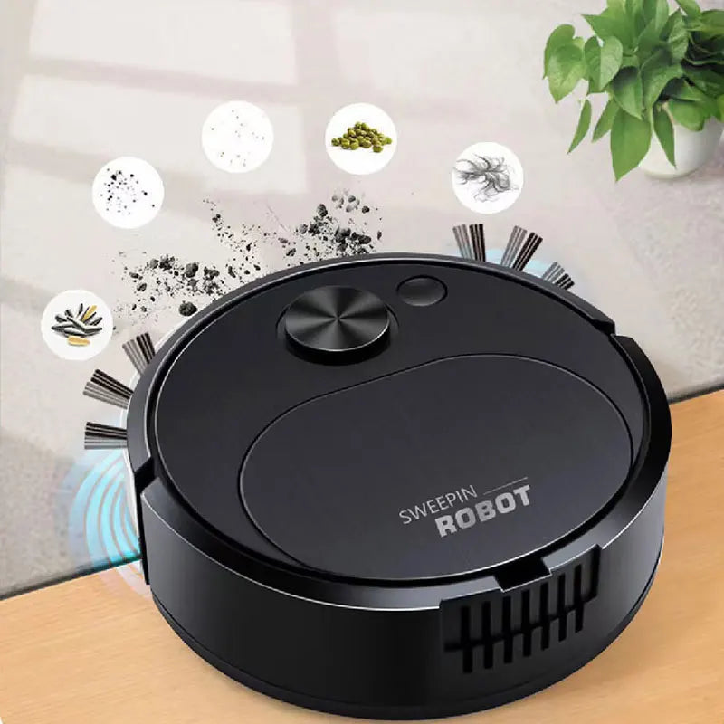 Robot aspirador inteligente 3 en 1 – Mini aspiradora inalámbrica recargable por USB, succión 1500Pa, ideal para el hogar y la oficina