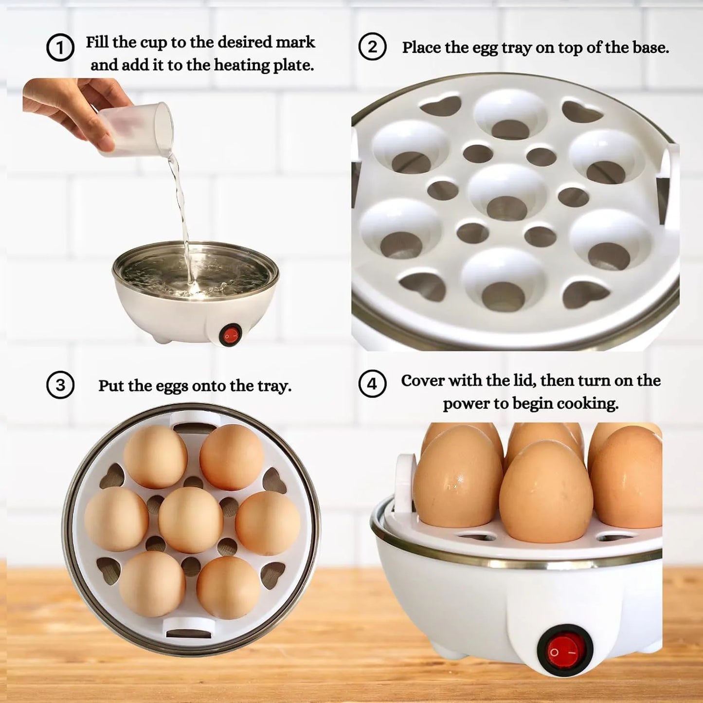 Olla Eléctrica para Huevos de 2 Niveles – 14 Huevos-Vapor Rápido con Apagado Automático