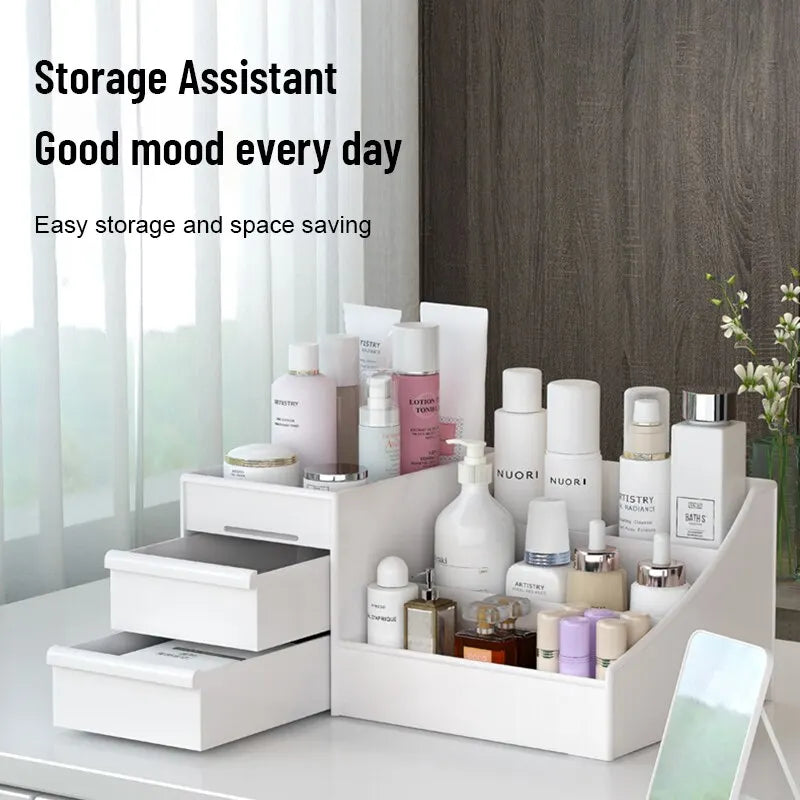 Caja de almacenamiento de maquillaje con cajones – Organizador de cosméticos para tocador y dormitorio