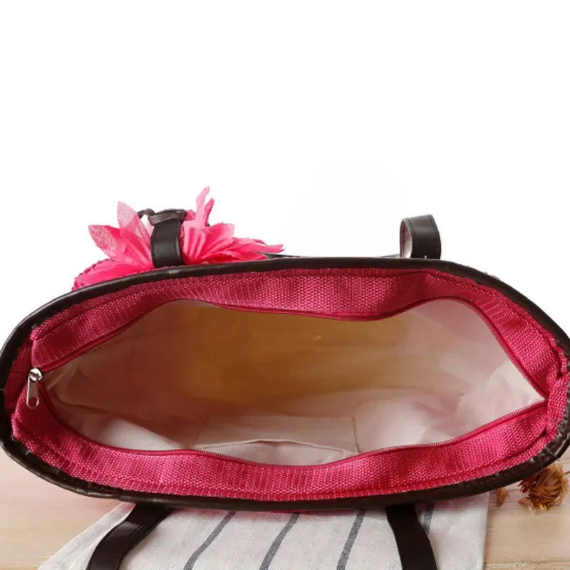 Bolso de mano de mimbre tejido – Bolsa de playa de paja, estilo bohemio, gran capacidad, ideal para verano