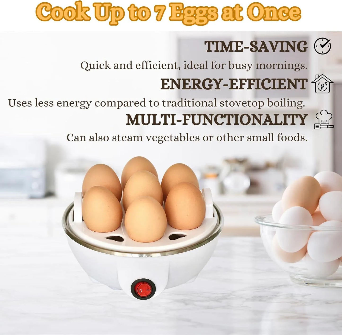 Olla Eléctrica para Huevos de 2 Niveles – 14 Huevos-Vapor Rápido con Apagado Automático