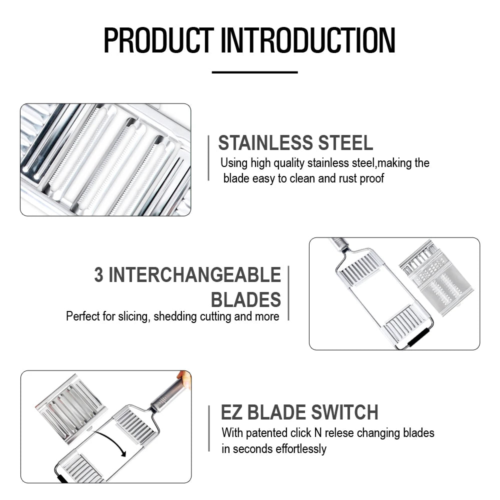 Portable Manual Vegetable Cutter – Multi-Purpose Stainless Steel Grater with Ergonomic Handle