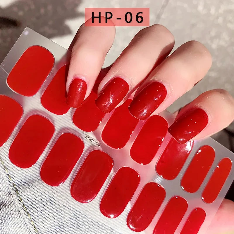 Uñas en gel semicurado UV – 16 tiras adhesivas 5D de larga duración, acabado profesional
