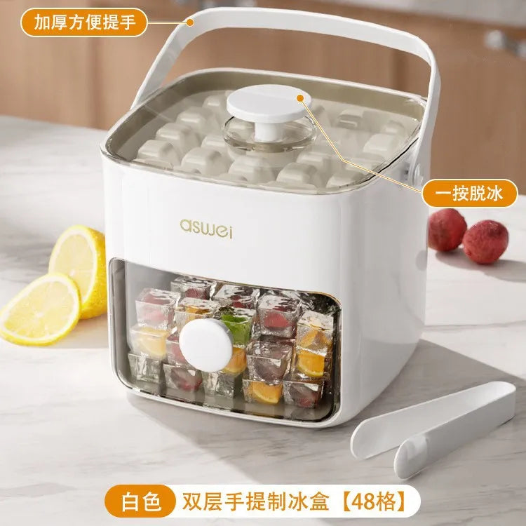 Máquina para hacer cubitos de hielo extragrande – Bandeja portátil de doble capa con liberación fácil, 48 cubitos