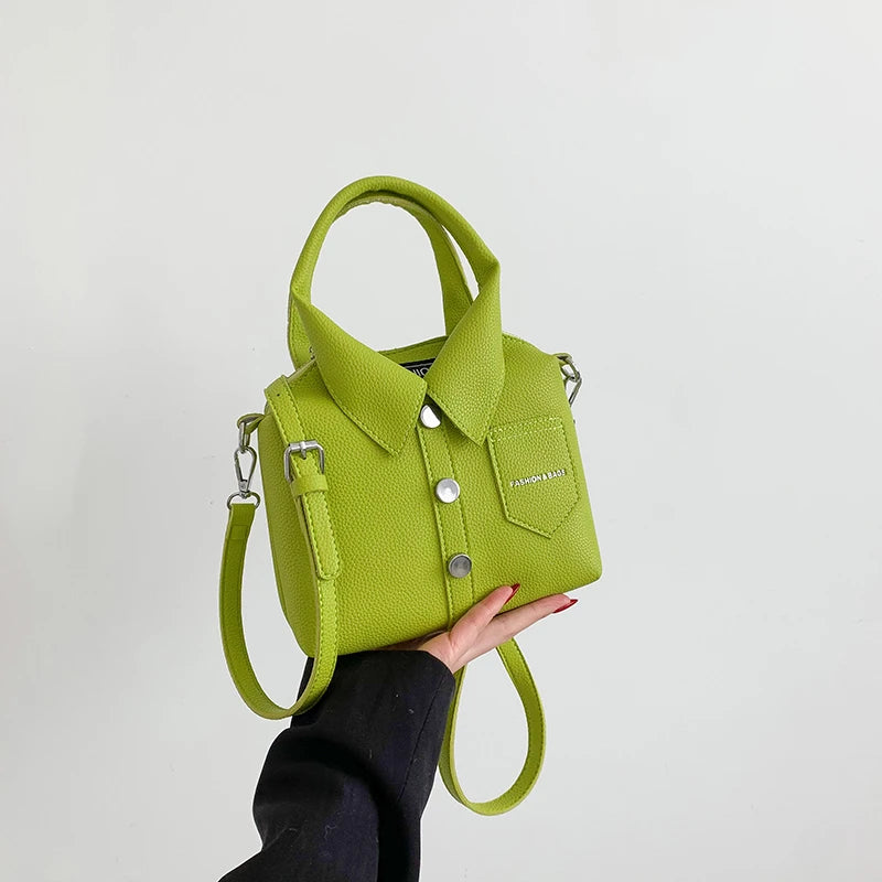 Bolso de hombro cuadrado con diseño camisa – Cartera casual y original