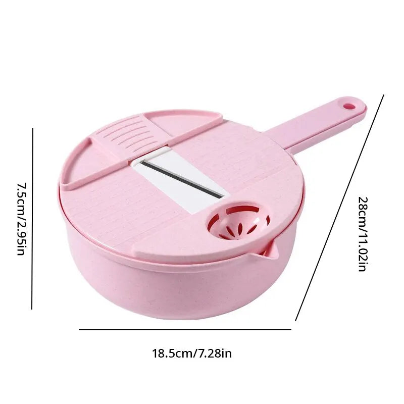 Multifunctional Kitchen Tool – Manual Vegetable and Salad Cutter and Grater, Stainless Steel Blade