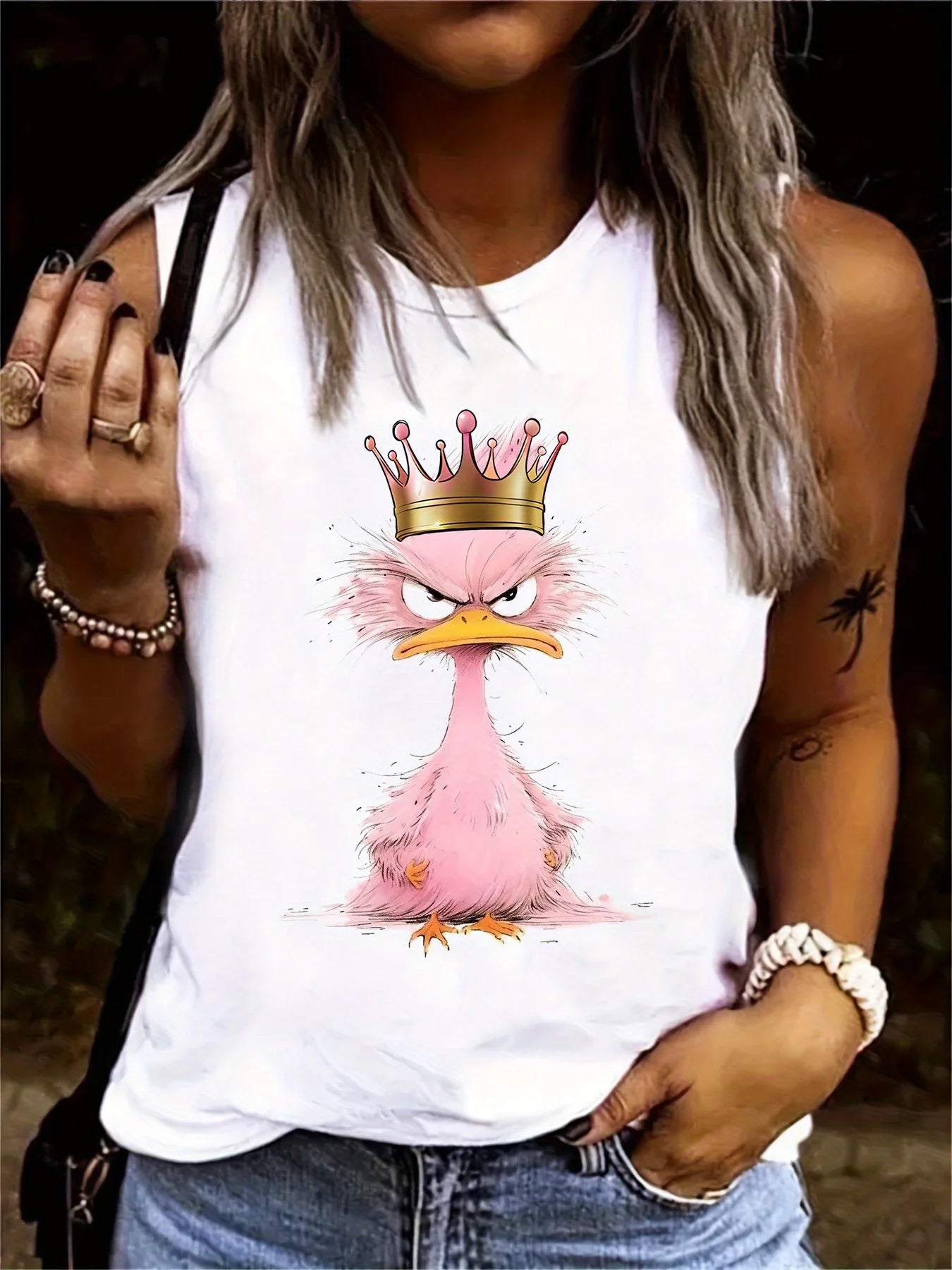 Camiseta sin mangas holgada – Estampado personalizado, cómoda para verano
