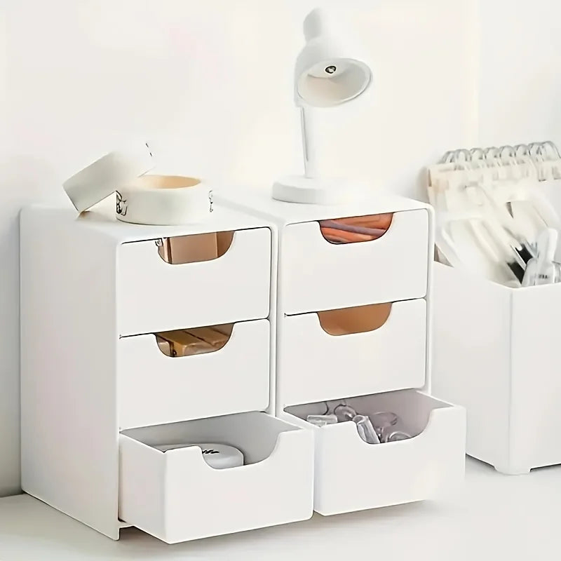 Organizador de escritorio con cajones – Caja de almacenamiento portátil de 3 niveles