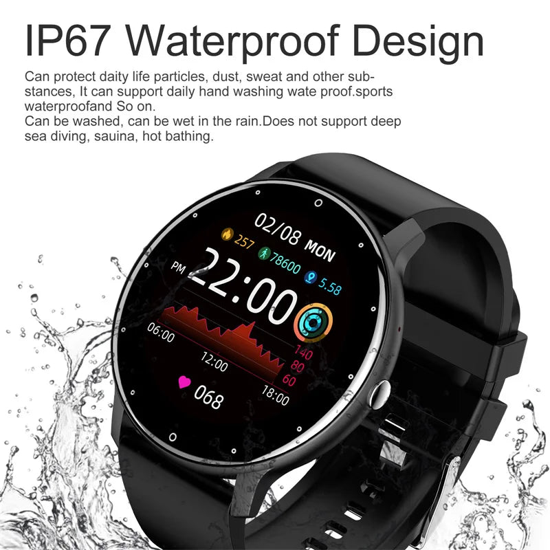 Reloj Inteligente LIGE Hombre y Mujer con Llamadas Bluetooth, Monitor de Salud, Deportivo, Pantalla Táctil, Compatible con iOS y Android, Resistente al Agua IP67