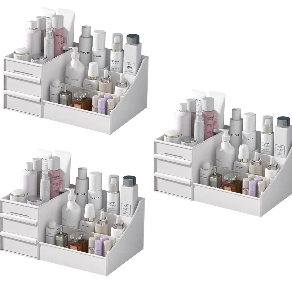 Caja de almacenamiento de maquillaje con cajones – Organizador de cosméticos para tocador y dormitorio