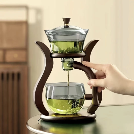 Juego de Té de Vidrio con Infusor – Tetera con Goteo Semiautomático y Interruptor Magnético