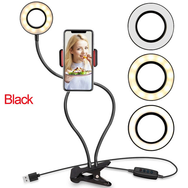 LED light ring with Flexible mobile phone holder. Live broadcast