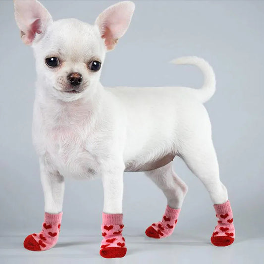 Warm Non-Slip Socks for Small and Medium Dogs 4 Pack