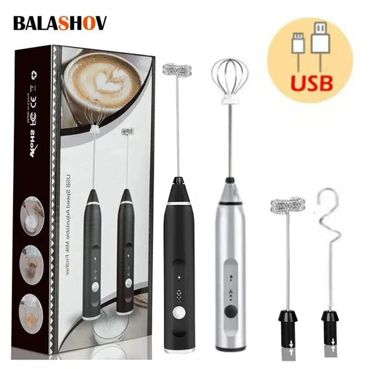 Portable USB Electric Milk Frother – Coffee, Cream, and Egg Whisk with 3 Modes